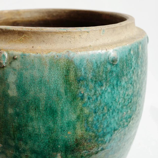 Late 20th Century Vintage Green / Turquoise Ceramic Pot For Sale - Image 5 of 7