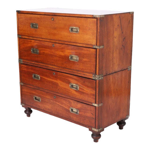 Antique British Colonial Campaign Chest Secretary For Sale