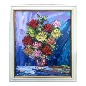 Vase of Yellow, Pink and Red Roses, Morris Katz, Painting