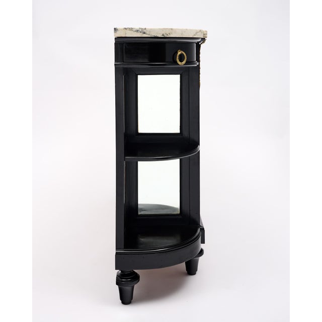 French Louis XVI Style Ebonized Mahogany Buffet Vitrine With Calacatta Marble, Circa 1880 For Sale - Image 9 of 9