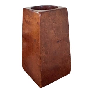 Vintage (1960’s) Custom Hand-Carved Mahogany Paint Brush Holder, 6.25” High For Sale