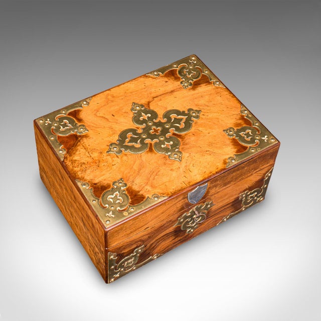 Wood Antique Gothic Revival Sewing Case, Scottish, Walnut, Brass, Workbox, Victorian For Sale - Image 7 of 12