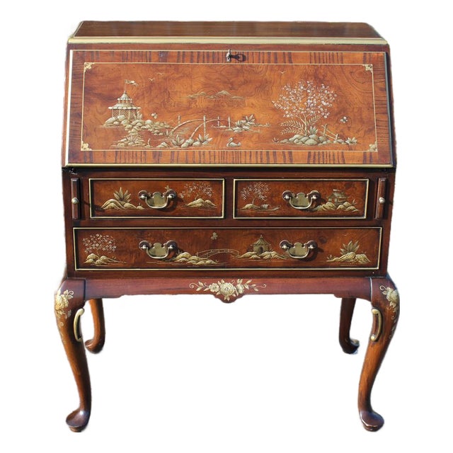 1980s Hekman Chinoiserie Drop-Front Desk For Sale