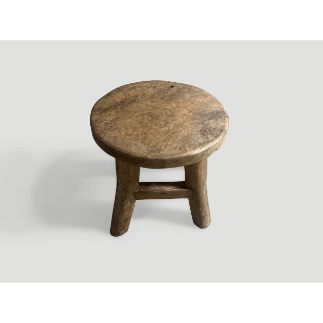1950s Antique Teak Wood Side Table or Stool For Sale - Image 5 of 5