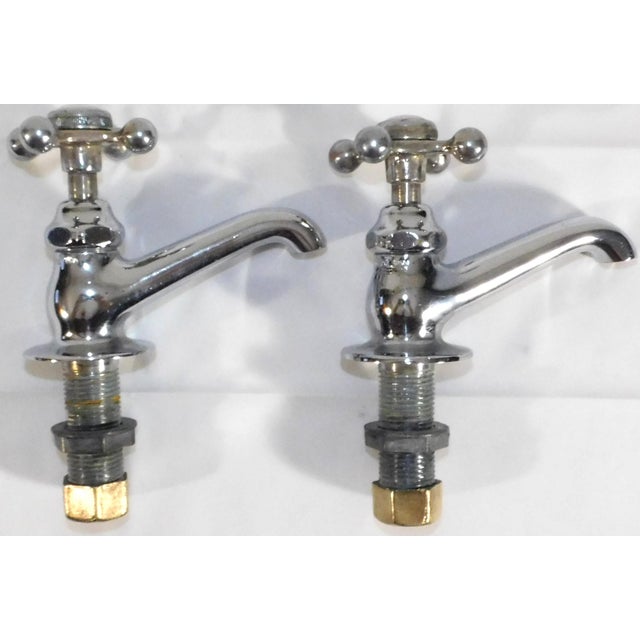 1927 Vintage "Standard" Chrome Sink Faucets With Waste Tube & Flange For Sale - Image 4 of 18