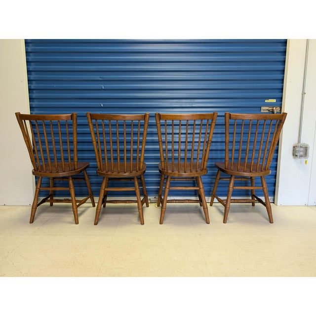 Brown Vintage Mid-Century Stickley Cherry Valley Spindle Back Dining Chairs - Set of 6 (2 Arm, 4 Side) For Sale - Image 8 of 16
