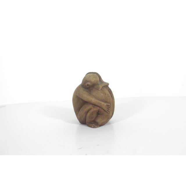 Mid 20th Century Vintage Hand Carved Wood Hugging Couple Sculpture Lovers For Sale - Image 5 of 10