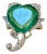 13 Ct Zambian Heart Cut Emerald & 1.5 Ct Diamond Ring, 18 Kt Gold Size 8.5 For Sale