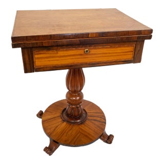 19th Century Austrian Biedermeier Satinwood Veneered Single Drawer End or Side Table For Sale