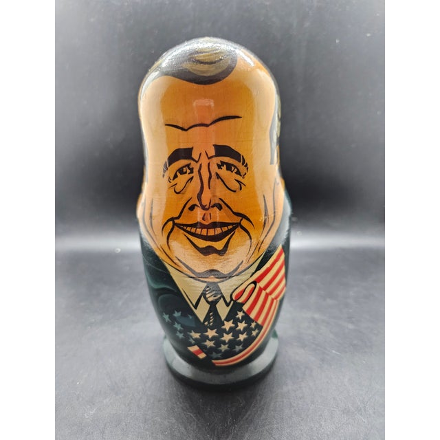 Black Three (3) Pieces Politician Matryoshka Dolls For Sale - Image 8 of 10