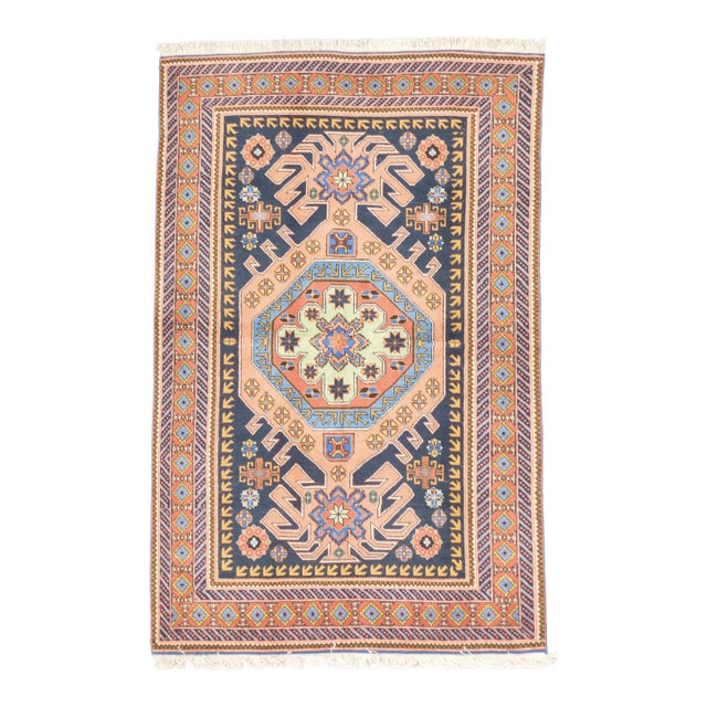 Vintage Hand-Knotted Persian Ardebil Rug 4'3" X 6'9" For Sale