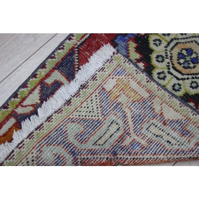 1980s Turkish Red Medallion Doormat Rug For Sale - Image 9 of 11