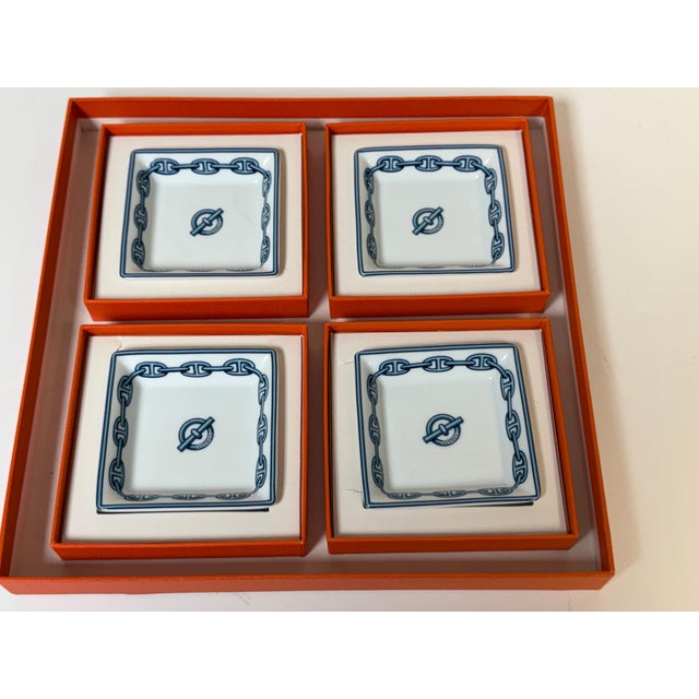 Late 20th Century Hermès Paris Chaîne d'Ancre Porcelain Nut or Sweetmeat Dishes, Set of Four For Sale In West Palm - Image 6 of 13