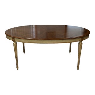 1970s John Widdicomb Oval Dining Table Mid Century Wood Gold Louis XVI French Style For Sale