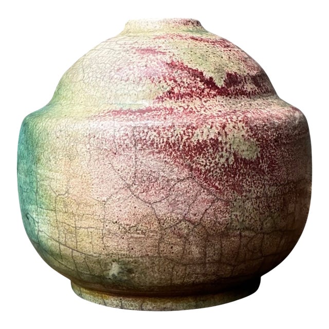 Vintage Abstract Glazed Ceramic Vessel For Sale