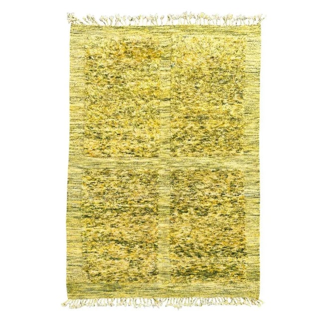 Yellow & Green Wool Beni Ouarain Rug with Moroccan Design For Sale - Image 11 of 11
