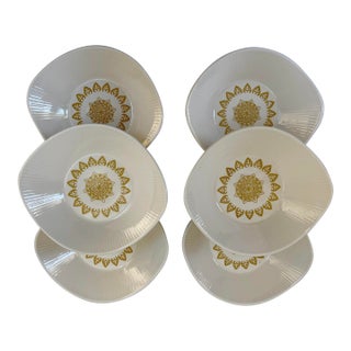 Midcentury Vintage Sunburst Dinner Bowls - Set of 6 For Sale