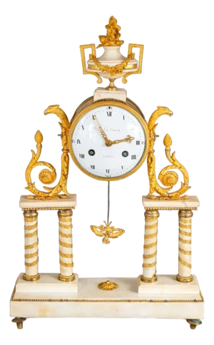 Louis XVI Style Ormolu Mounted White Marble Clock