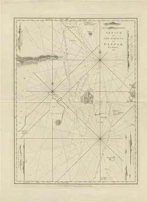 Antique Map of the Gaspar Strait by Huddart, 1788