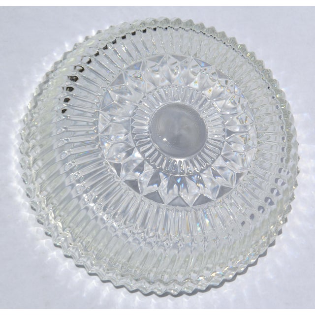 1960s 1960s Waterford Crystal Cut Glass Bowl Intricate Vertical and Radial Patterns Boho Chic For Sale - Image 5 of 14