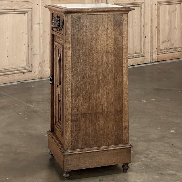 Rustic Antique Neoclassical Marble Top Nightstand ~ Pedestal For Sale - Image 16 of 18