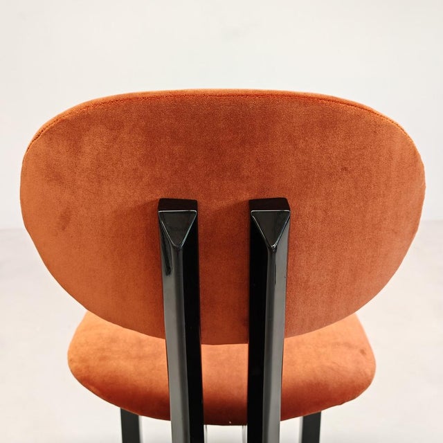 Velvet Chairs with Glossy Black Lacquered Frames attributed to G. Stoppino and L. Acerbis for Acerbis 1980s, Set of 8 For Sale - Image 14 of 18