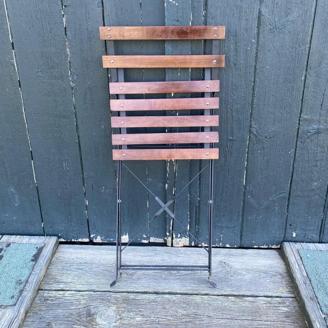 Vintage Parisian Style Foldable Bistro Chairs- Set of 6 For Sale - Image 10 of 12