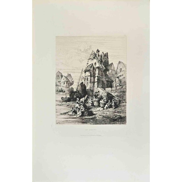 Les Laveuses is a black and white etching realized by Auguste Constantin (1824 - 1895) in 1870s. Titled in the lower....