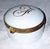 Lovely Limoges Porcelain trinket box by Limoges Ducal, c. 1950s, hand painted gold monogram 'F" in 23k gold trim and gold...
