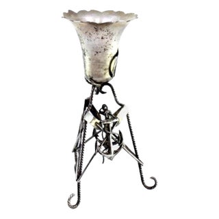 Silver Toothpick Holder with Corded Trivet Chalice For Sale