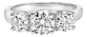 14K White Gold 2.00 Cttw Lab Grown Diamond 3 Stone Ring Band (F-G Color, VS1-VS2 Clarity) - Ring Size 6