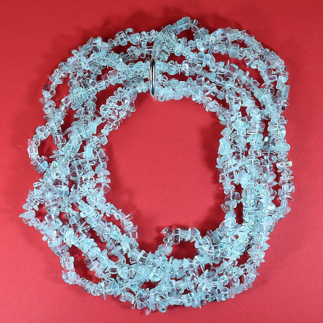 Traditional Aria Jewelry Design Aqua Color Beaded Necklaces Set, 33-Inch Infinity Style For Sale - Image 3 of 3