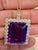 58 Ct Emerald Cut Amethyst & 7 Ct Diamond Pendant Necklace 14KY Gold + Chain For Sale - Image 17 of 18