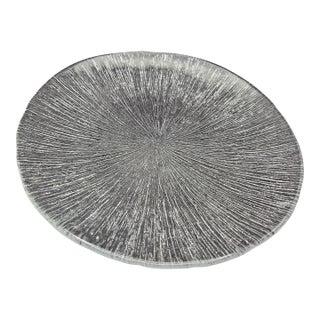 Vintage Scandinavian Starburst Ice Glass Platter Serving Dish For Sale