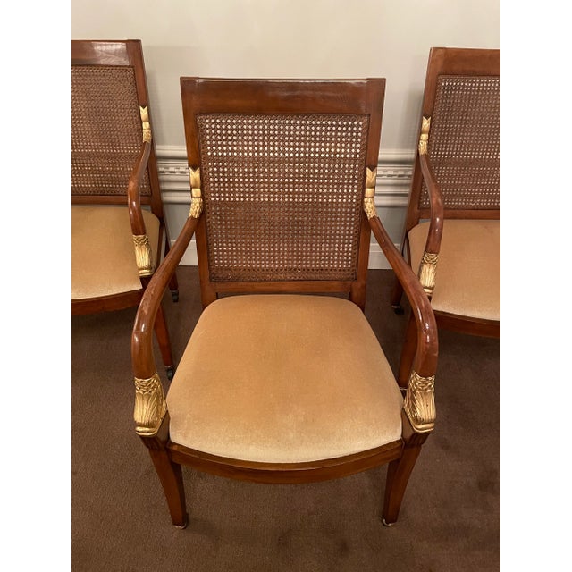 French Empire Style Mohair & Cane Arm Chairs - Set of 4 For Sale In Chicago - Image 6 of 12