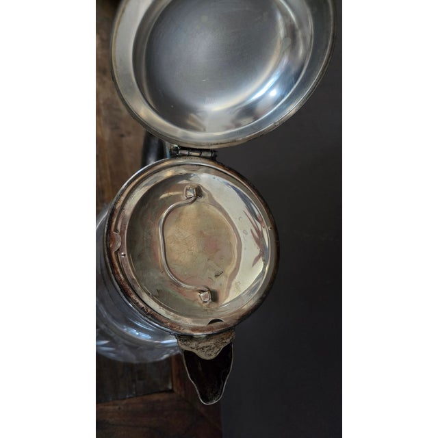 Mid 20th Century Cut Crystal and Silverplate Ice-Tube Beverage Pitcher For Sale - Image 4 of 18