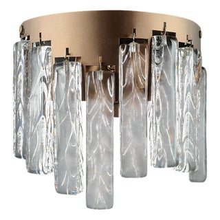 Art Deco Bronze Wall Sconce with Handmade Murano Crystal Glass Pendants, Venice, Italy, 1972 For Sale