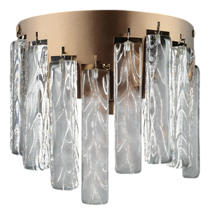 Art Deco Bronze Wall Sconce with Handmade Murano Crystal Glass Pendants, Venice, Italy, 1972
