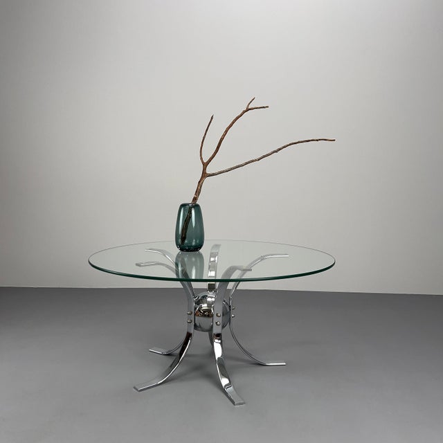 Vintage Space Age Round Chrome Coffee Table, Germany, 1970s For Sale - Image 3 of 7