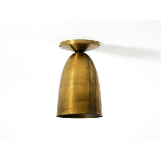 Rare, large, original Mid-Century Modern brass ceiling lamp. Large shade and canopy with mounting brackets. 100% original...
