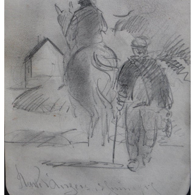 1920s Guillaume Dulac, Returning Home, 1920s, Pencil on Paper For Sale - Image 5 of 11