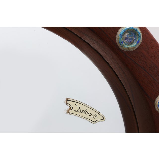 Round Mirrors with Blue Ceramic Studs from Deknudt, Belgium, 1960s, Set of 2 For Sale - Image 9 of 14