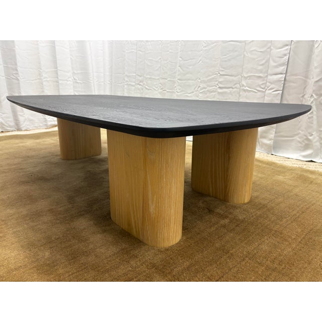 Arhaus Sculptural Two-Tone Coffee Table Organic Modern | Matte Black Top With Blonde Wood Legs For Sale - Image 16 of 18