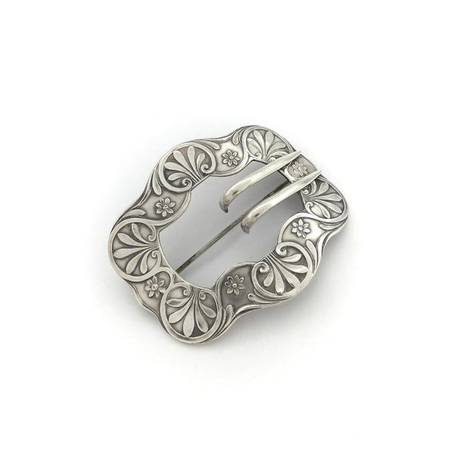 Victorian Late 19th Century Unger Brothers Sterling Silver Belt Buckle Brooch or Pin For Sale - Image 3 of 6