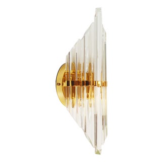 Vintage Wall Lamp in Gilded Brass and Crystal Glass from Novaresi Milano, 1980s For Sale