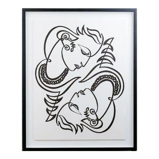 Jean Negulesco Continuous Line Drawing, Black and White For Sale