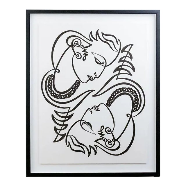 Jean Negulesco Continuous Line Drawing, Black and White For Sale