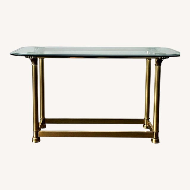 Vintage Hollywood Regency Brass & Glass Console Table – Mastercraft Style, 60" Elevate your interior space with this...