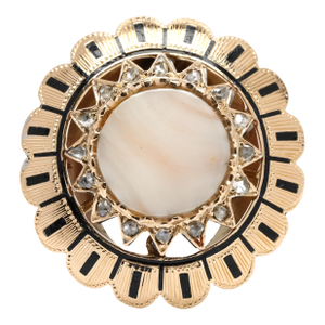 Vintage Large Agate & Diamond Statement Rig, 14k Yellow Gold, Ring Size 5