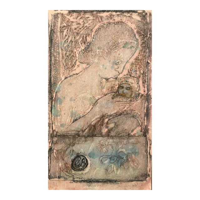 1983 Mother and Child Mixed Media Relief by Ball For Sale